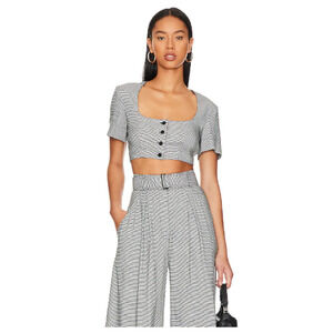 Matthew Bruch Houndstooth Apron Crop Top Size 1 Gray Preppy Academia Twee
